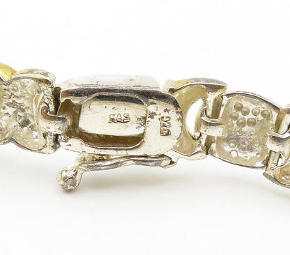 925 Sterling Silver  Vintage Two Tone XO Hugs & Kisses Chain Bracelet  BT6050