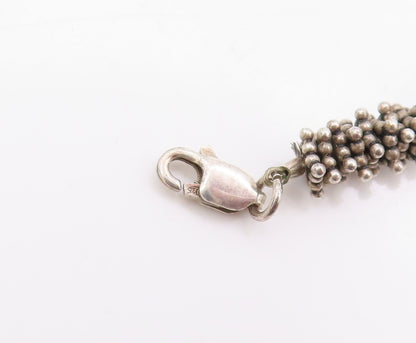925 Sterling Silver Vintage Necklace Dark Tone Twisted Beaded Choker  NE4615