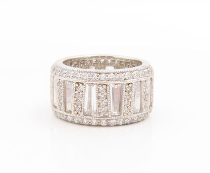 925 Sterling Silver Vintage Ring CZ Channel Set Eternity Band  Sz 6  RG33978