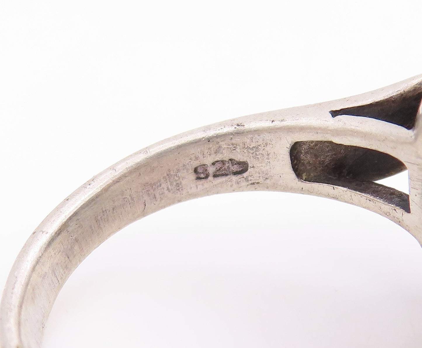 925 Sterling Silver Vintage Ring Onyx & Gemstone Flower Band  Sz 7.5  RG35741