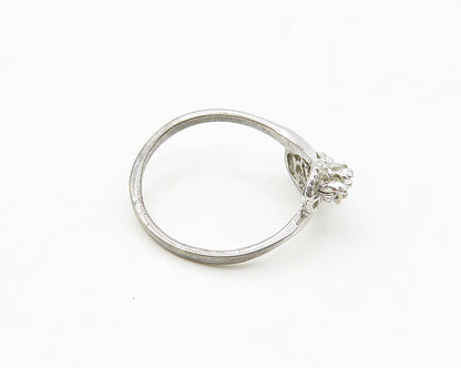 925 Sterling Silver  Vintage Petite Topaz 3 Stone Band Ring Sz 8  RG17335