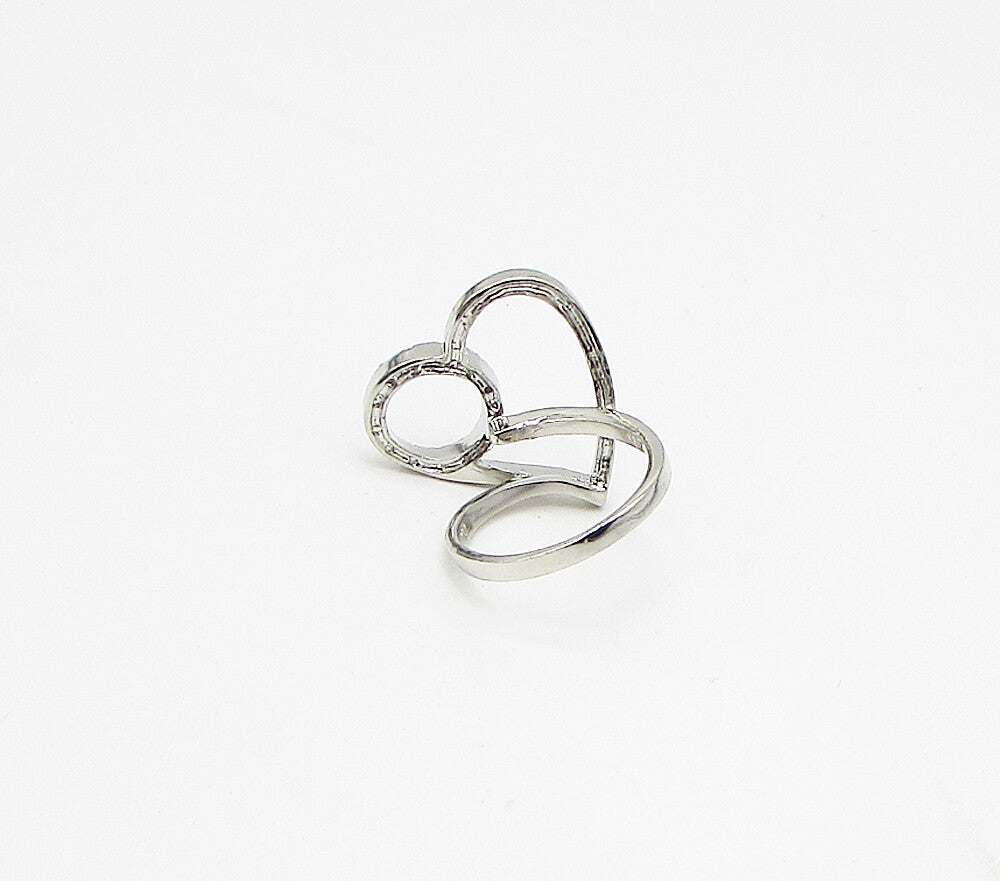 925 Sterling Silver  White Cubic Zirconia Love Heart Band Ring Sz 7  RG3418