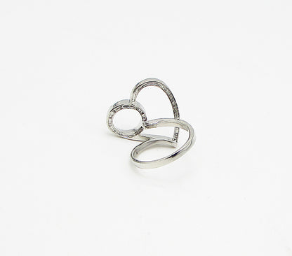 925 Sterling Silver  White Cubic Zirconia Love Heart Band Ring Sz 7  RG3418