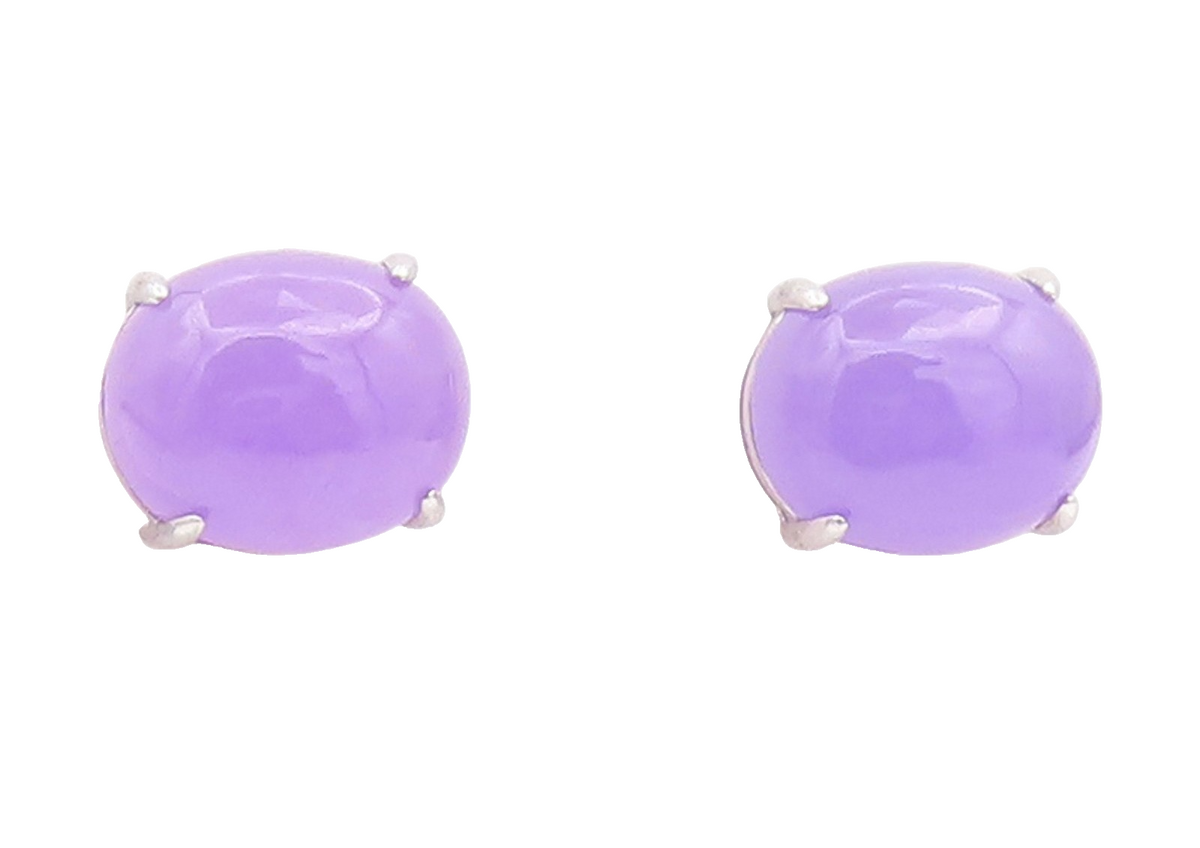 925 Sterling Silver Vintage Earrings Cabochon Amethyst Minimalist Stud  EG14128