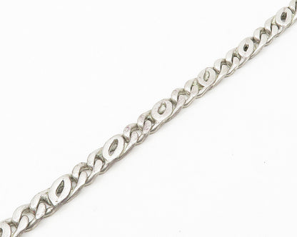 925 Sterling Silver  Vintage Shiny Curb Link Minimalist Chain Necklace  NE2851