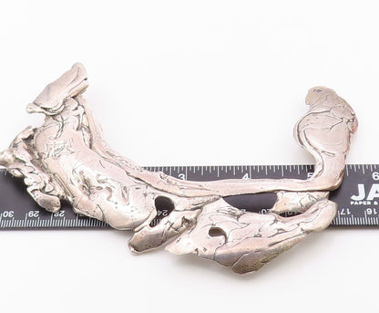 Solid Silver Vintage Large Heavy Brutalist Abstract Pendant  PT21032