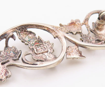 925 Sterling Silver Vintage Brooch Pin MFA Classic Grapevine & Leaf Bar  BP12563