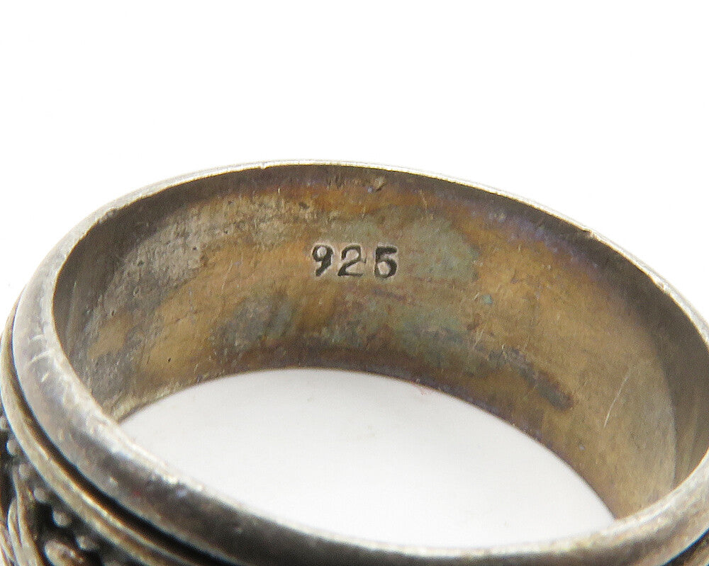 925 Sterling Silver  Vintage Dark Tone Swirl Twist Spinner Ring Sz 7  RG13744