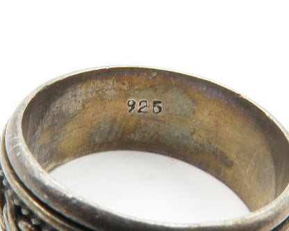 925 Sterling Silver  Vintage Dark Tone Swirl Twist Spinner Ring Sz 7  RG13744