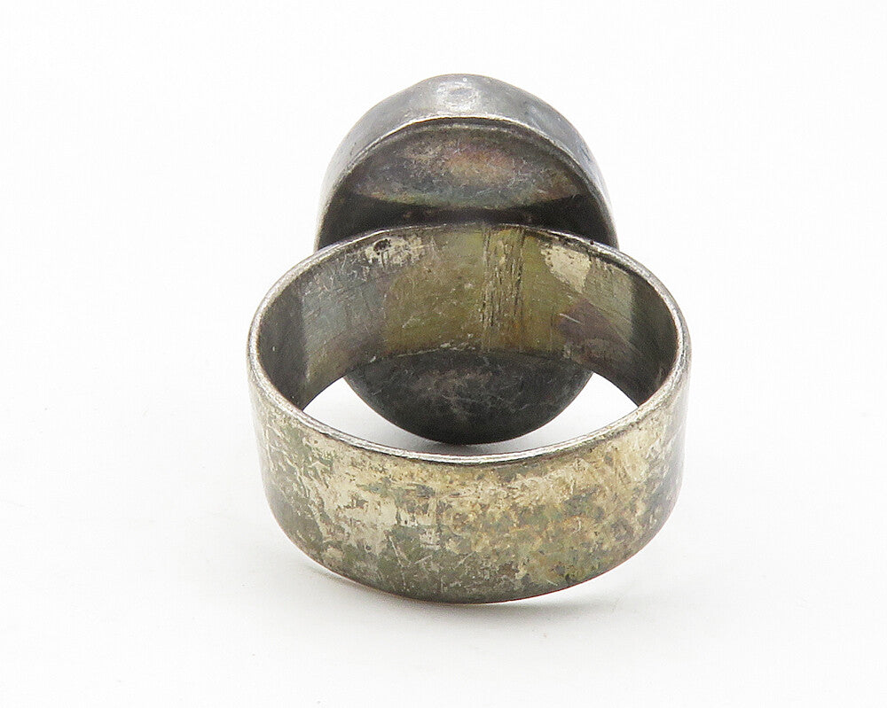 925 Silver  Vintage Cabochon Cut Tiger's Eye Cocktail Ring Sz 5.5  RG11904