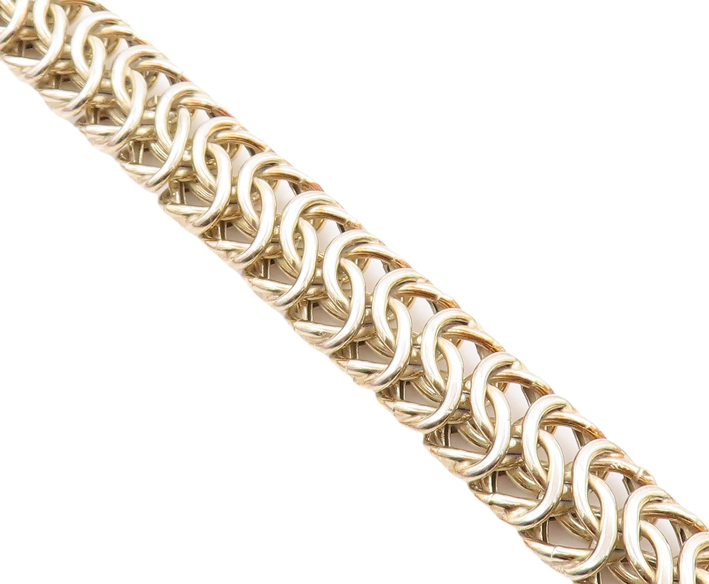 925 Sterling Silver Vintage Interlocking Multi Link Chain Bracelet BT2405