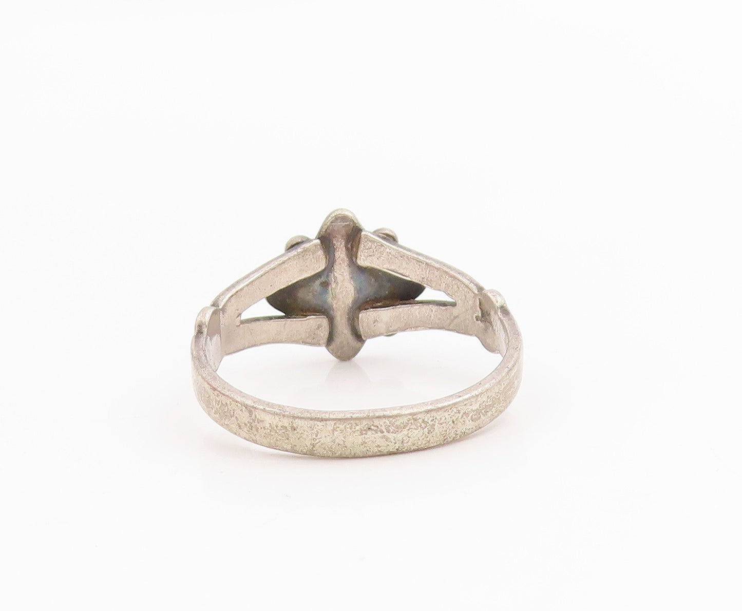 925 Sterling Silver Vintage Ring POST BELL Turquoise Floral Band  Sz 6  RG33816