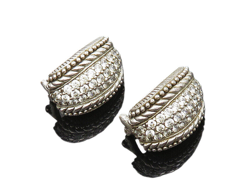 JUDITH RIPKA 925 Silver  Vintage Cubic Zirconia Twist Drop Earrings  EG10686