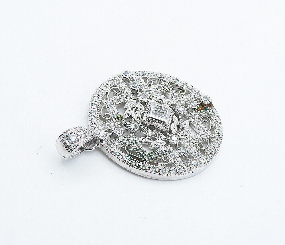 ROSS SIMON 925 Sterling Silver  Cubic Zirconia Floral Vine Pendant  PT6175
