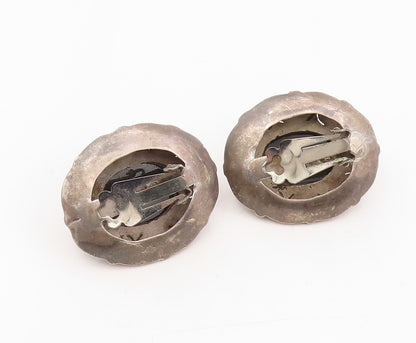 925 Sterling Silver Vintage Earrings Cabochon Onyx Scrollwork Cut Out   EG13872