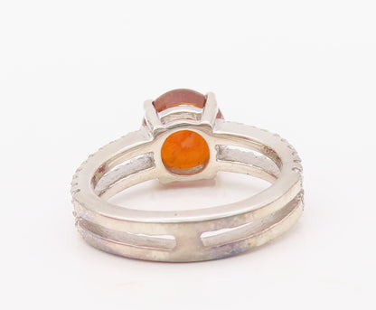 925 Sterling Silver Vintage Ring Round Cut Gemstone Split Band CZ  Sz 7  RG30650