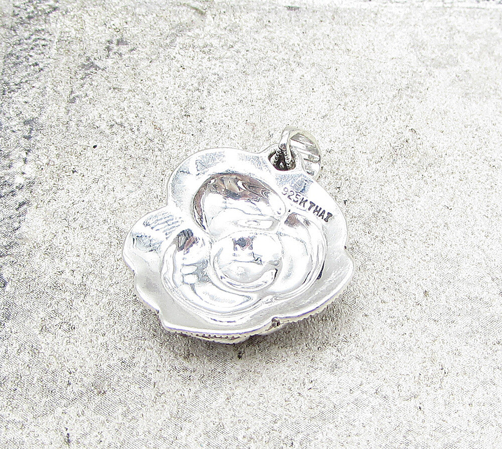 925 Sterling Silver  Marcasite Wild Spring Flower Drop Pendant  PT1379