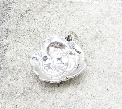 925 Sterling Silver  Marcasite Wild Spring Flower Drop Pendant  PT1379