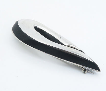 925 Sterling Silver  Vintage Modernist Two Tone Design Brooch Pin  BP2864