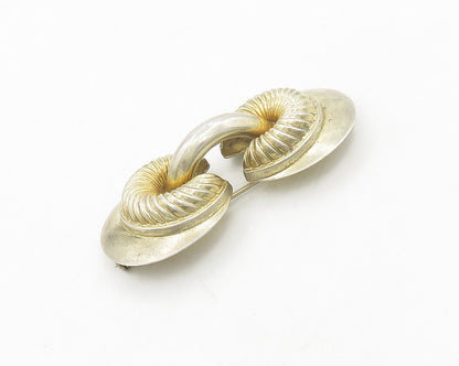 MONET 925 Sterling Silver Vintage Rare Fluted Detail Modernist Brooch Pin BP7656