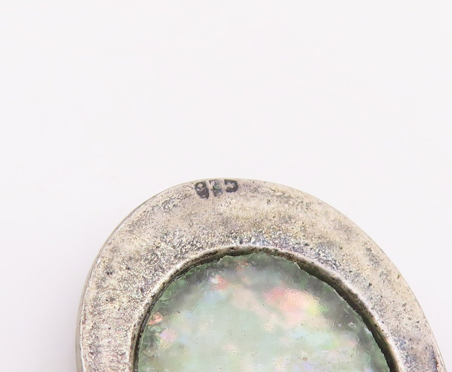 925 Sterling Silver Vintage Earrings Elegant Oval Roman Glass Dangles  EG13803