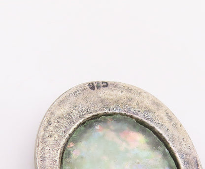 925 Sterling Silver Vintage Earrings Elegant Oval Roman Glass Dangles  EG13803
