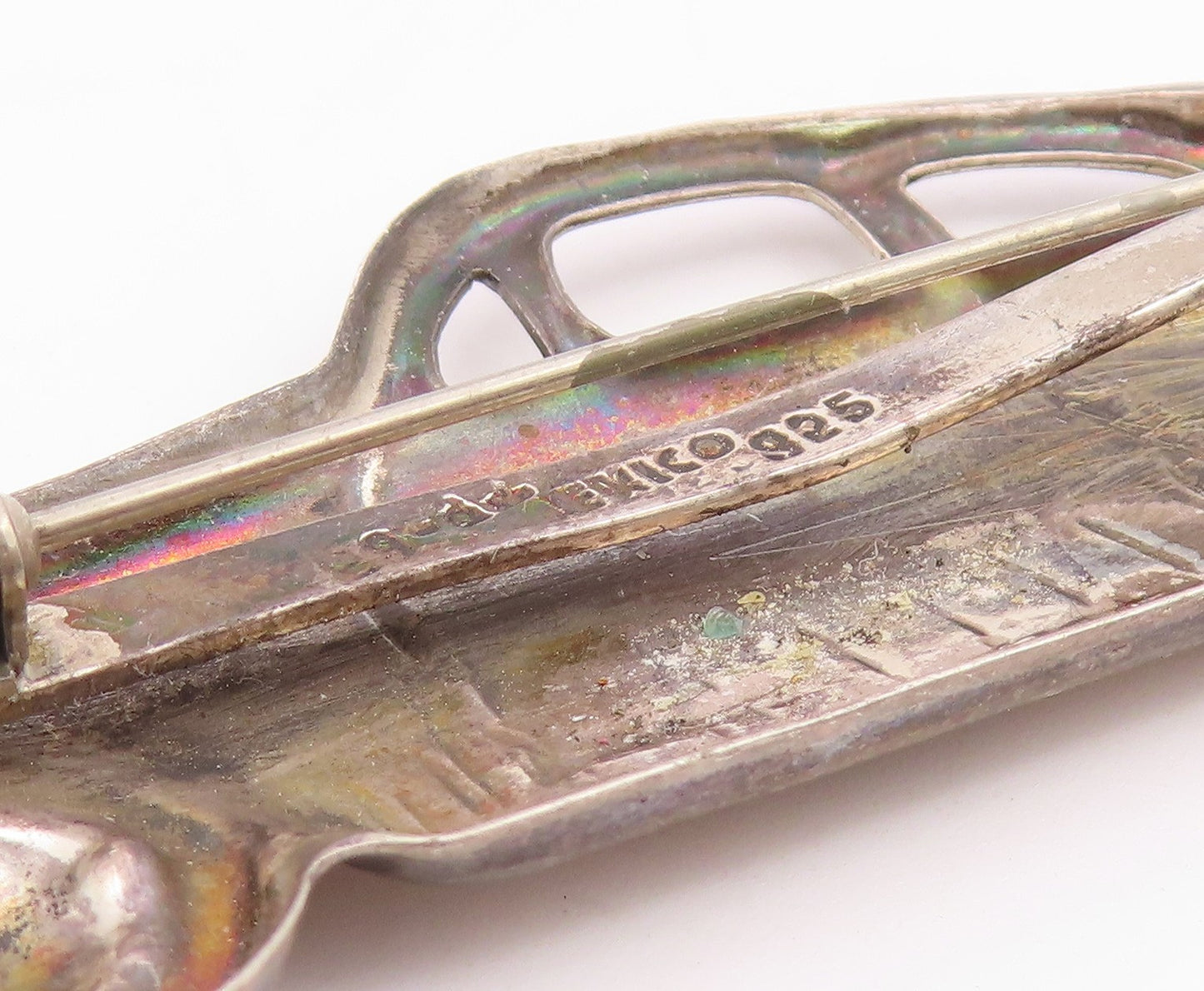 MEXICO 925 Silver  Vintage Two Tone Old Fashioned Car Brooch Pin  BP9253