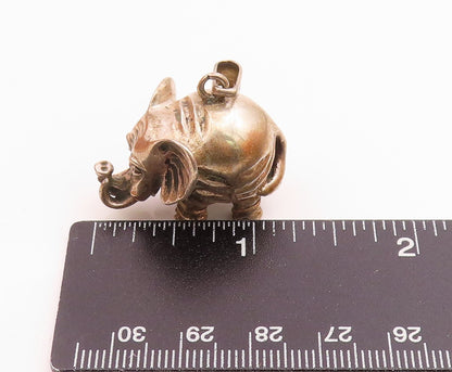 925 Sterling Silver  Vintage Puffy Sculpted Elephant Animal Pendant  PT20211
