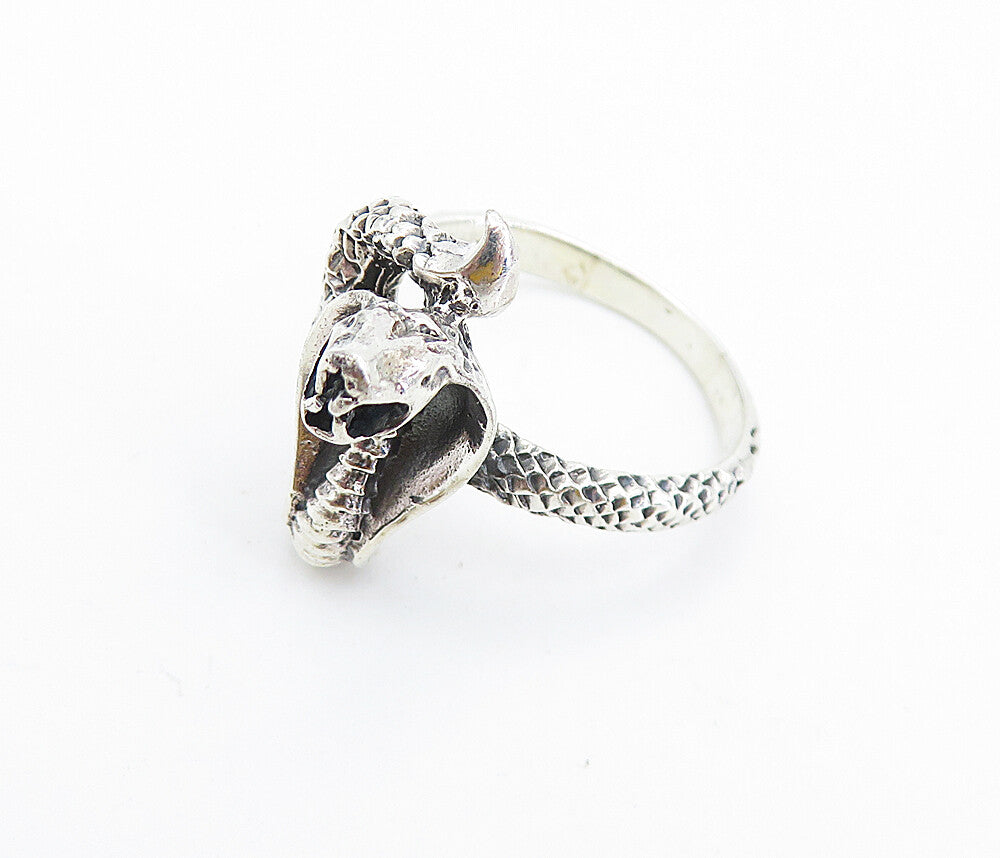 925 Sterling Silver  Vintage Cobra Snake Motif Large Band Ring Sz 13  RG7426