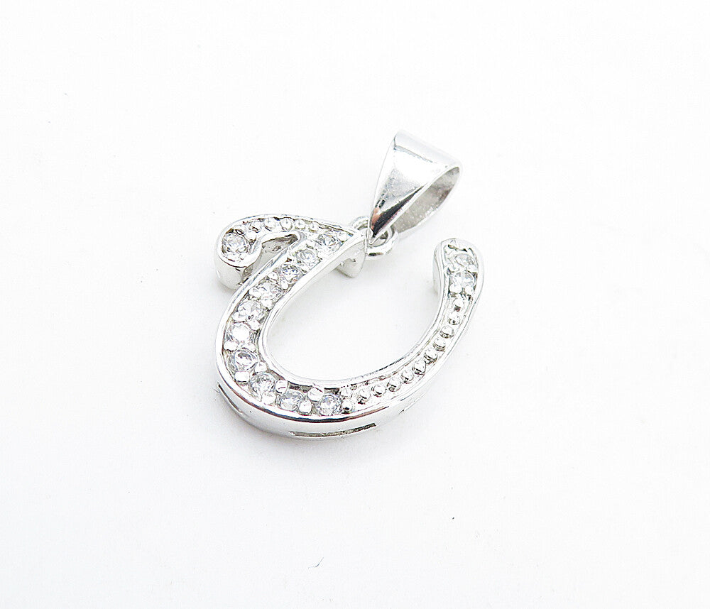 925 Sterling Silver  Sparkling Topaz Letter U Initial Drop Pendant  PT5349