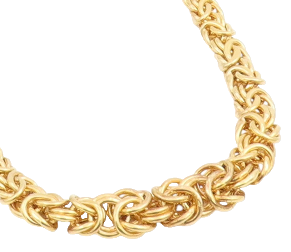 925 Sterling Silver Vintage Necklace Gold Plated Intricate Byzantine Link NE4766