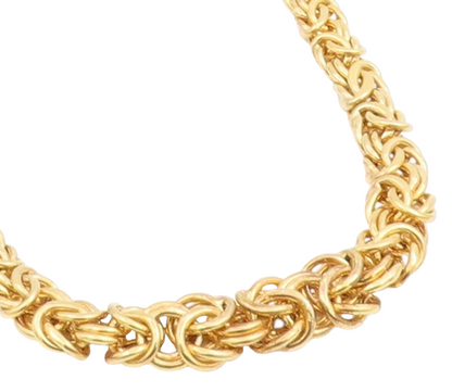 925 Sterling Silver Vintage Necklace Gold Plated Intricate Byzantine Link NE4766