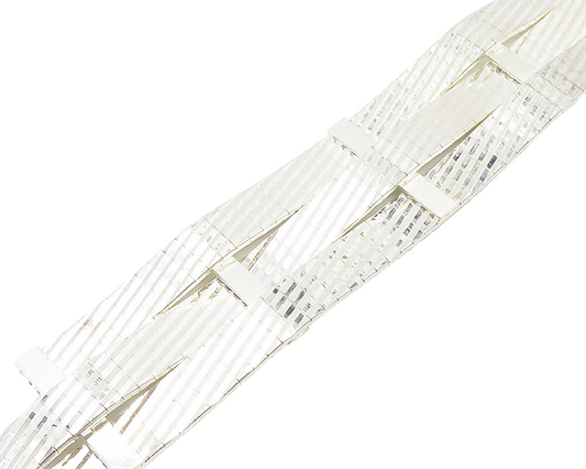 925 Sterling Silver Shiny Slanted Multi Strand Bangle Bracelet BT7250