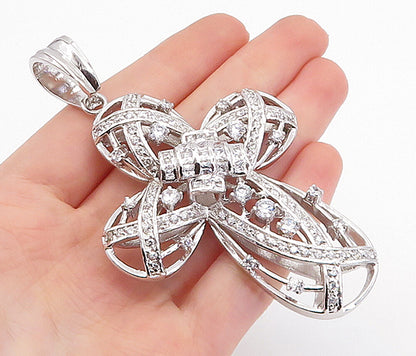 925 Sterling Silver Sparkling Cubic Zirconia Religious Cross Pendant PT5688
