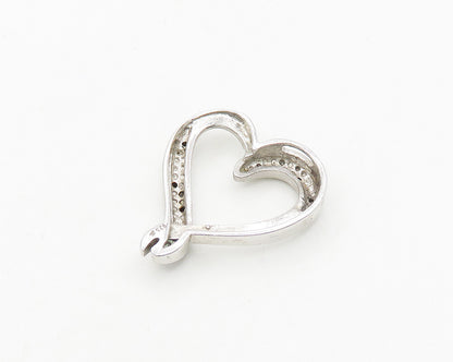 925 Sterling Silver  Vintage Genuine Diamonds Love Heart Pendant  PT14622