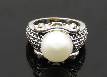 925 Sterling Silver  Vintage Freshwater Pearl Cocktail Ring Sz 7.5  RG20805