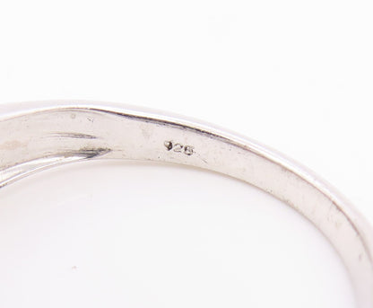 925 Sterling Silver Vintage Ring Elegant Blue Topaz Statement Band Sz 9 RG36256