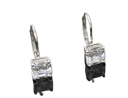 925 Sterling Silver  Shiny Cubic Zirconia French Back Drop Earrings  EG9393