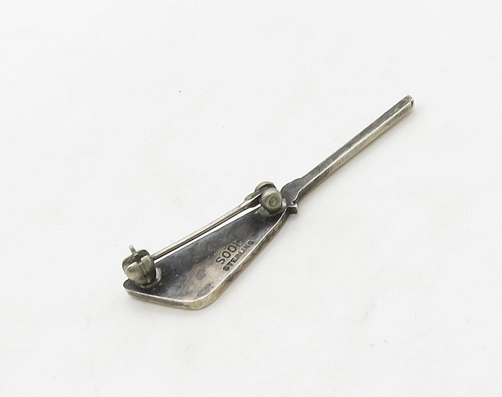 925 Sterling Silver  Vintage Petite Dark Tone Net Detail Brooch Pin  BP6333