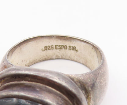 925 Sterling Silver Vintage Ring ESPO SIG Cabochon Onyx Band  Sz 10  RG36258