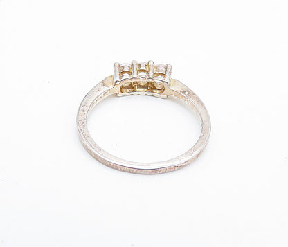 925 Sterling Silver  Vintage Topaz 3 Stone Petite Band Ring Sz 6.5  RG6326