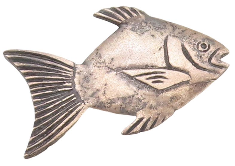 925 Sterling Silver Vintage Brooch Pin MEXICO Solid Etched Large Fish  BP11059