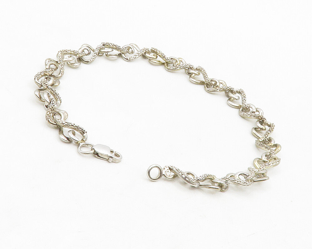 925 Silver   Shiny Genuine Diamonds Infinity Love Heart Chain Bracelet  BT5122