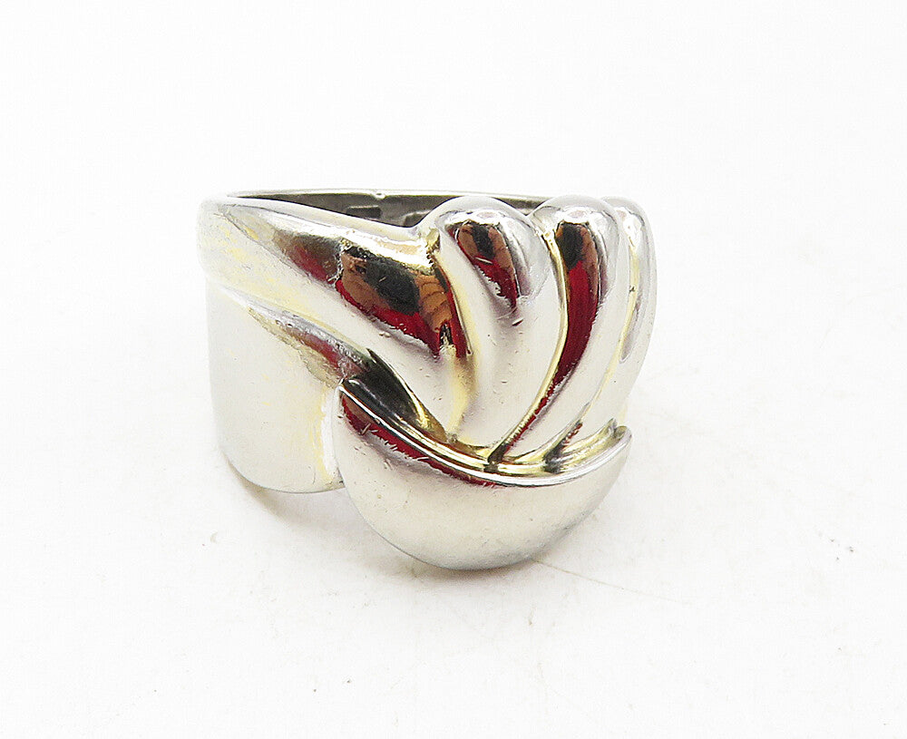 ALEX 925 Sterling Silver  Vintage Shiny Fluted Design Band Ring Sz 6  RG9533