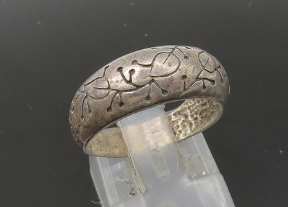 925 Sterling Silver  Vintage Floral Vine Dark Tone Dome Band Ring Sz 7 RG22176