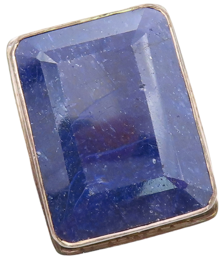 925 Sterling Silver Vintage Ring Rectangle Cut Lapis Lazuli  Sz 9.5  RG30763