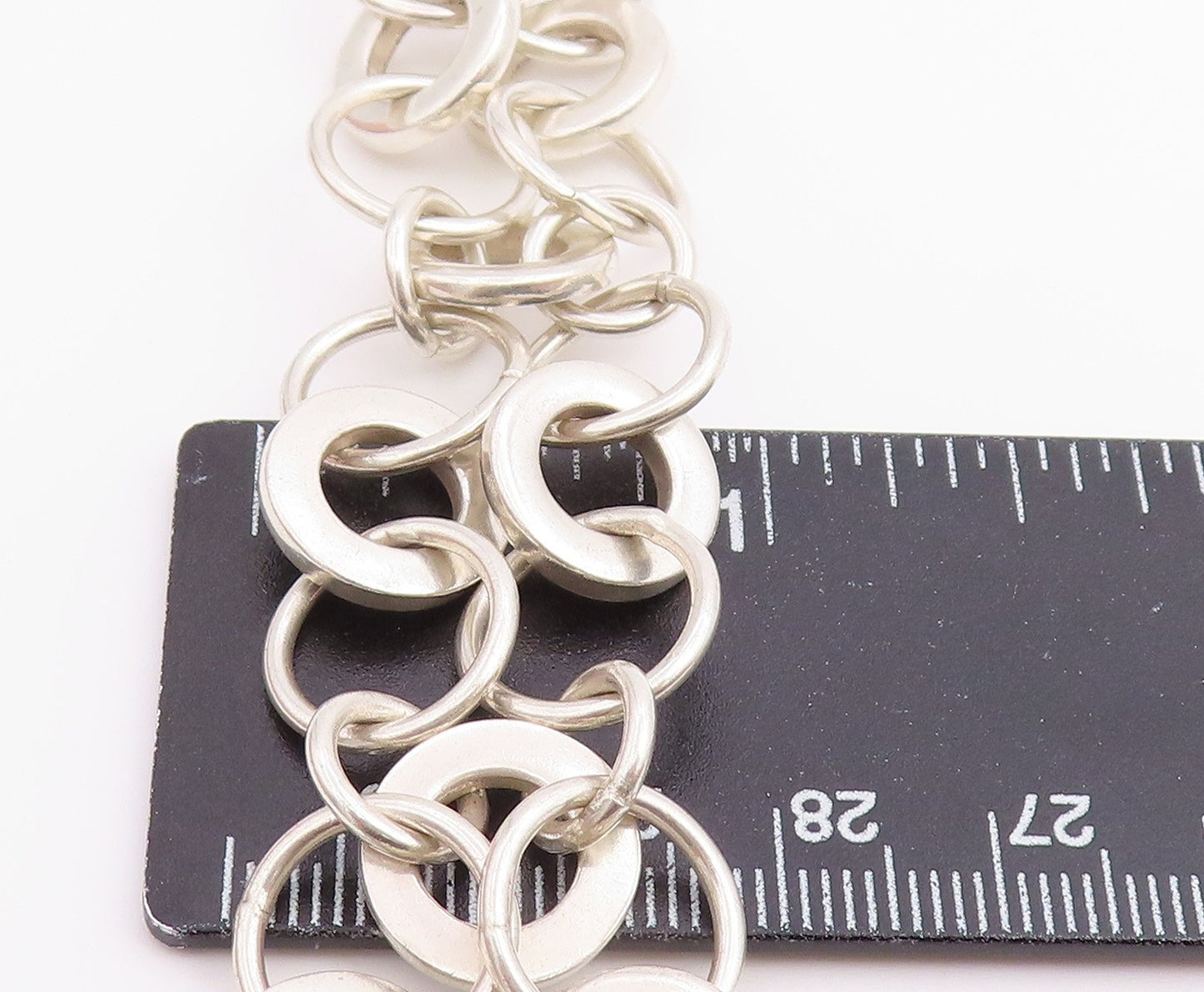 925 Sterling Silver Vintage Bracelet MEXICO Interlocking Circles Link  BT12211