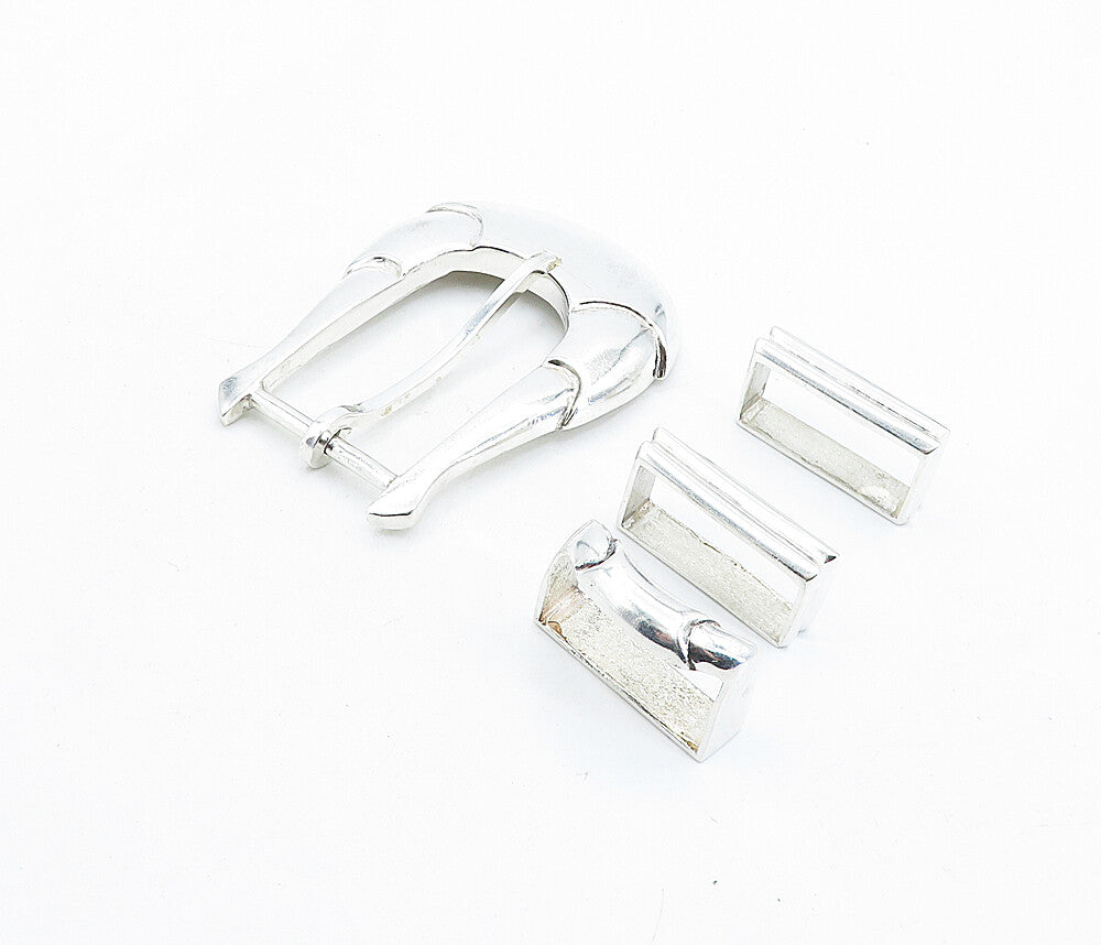 A. JAZZ 925 Sterling Silver Vintage Shiny 4 Piece Belt Buckle Set  TR1265