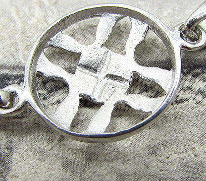 925 Sterling Silver  Faceted Citrine Linked Cross Wheels Drop Pendant  PT1530