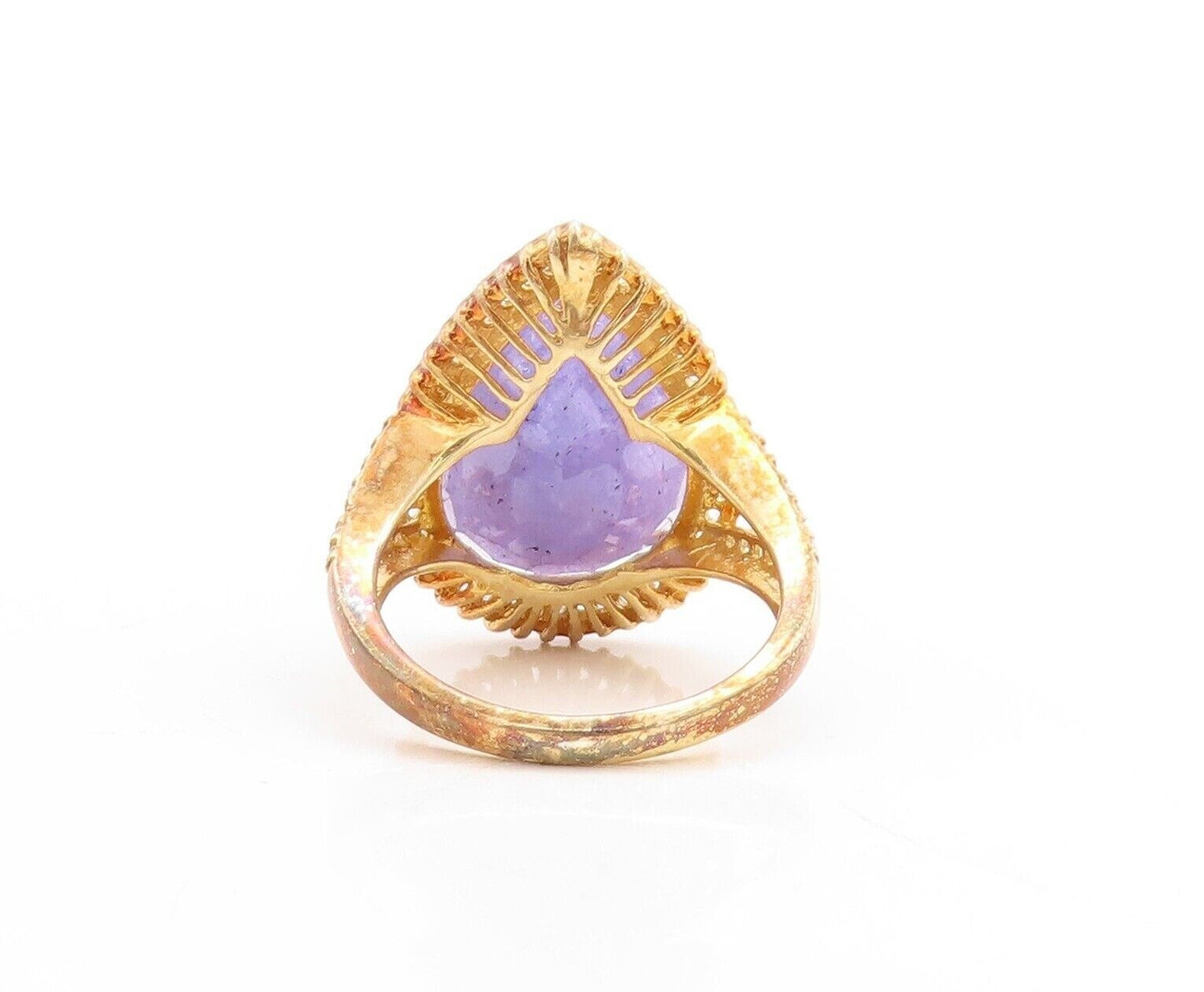 925 Sterling Silver Vintage Ring Gold Plated Tanzanite Halo Topaz  Sz 7  RG30099